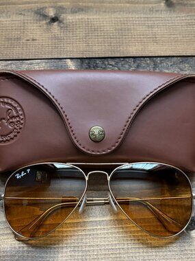 Ray-Ban Aviator Classic Polarized RB3025 Sunglasses - Gold/Brown